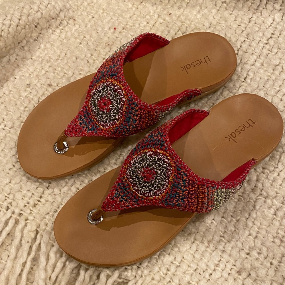 The Sak Shana Stripe Batik Hand Crochet Sandals